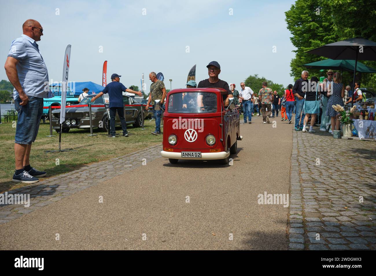 WERDER (HAVEL), GERMANY - MAY 20, 2023: Visitors and participants at the event. Oldtimer - Festival Werder Classics 2023 Stock Photo