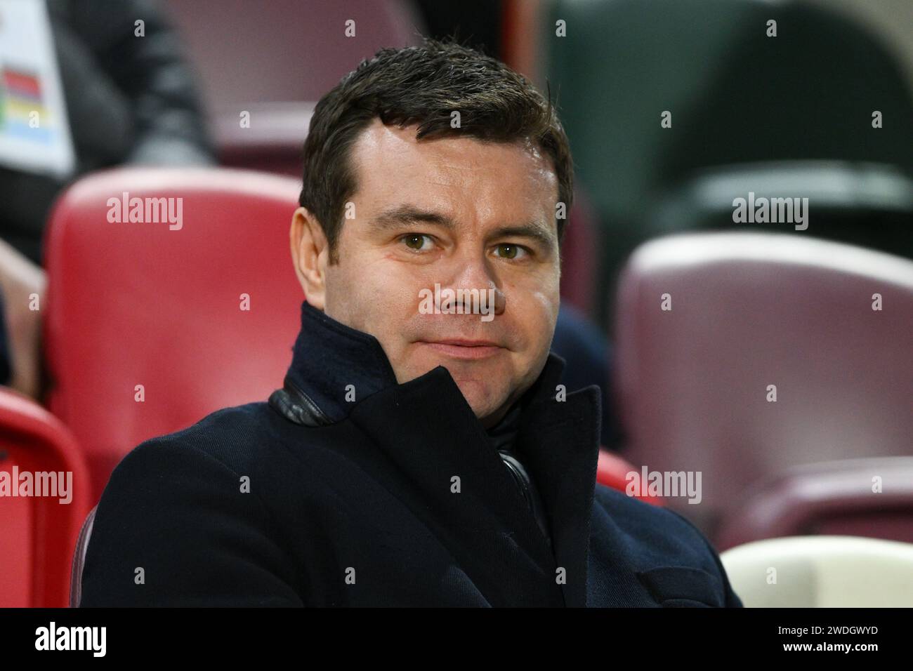 Brentford on Saturday 20th January 2024. Ross Wilson, Nottingham Forest sporting director during the Premier League match between Brentford and Nottingham Forest at the Gtech Community Stadium, Brentford on Saturday 20th January 2024. (Photo: Jon Hobley | MI News) Credit: MI News & Sport /Alamy Live News Stock Photo