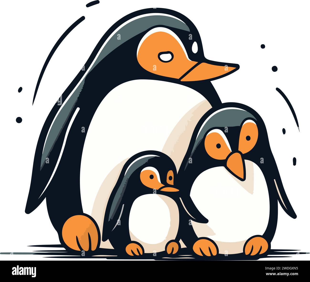 Penguin family. Cute cartoon penguin. Vector illustration Stock Vector