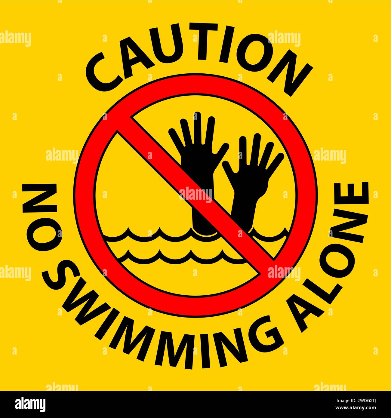 Pool Safety Sign Caution, No Swimming Alone Stock Vector Image & Art