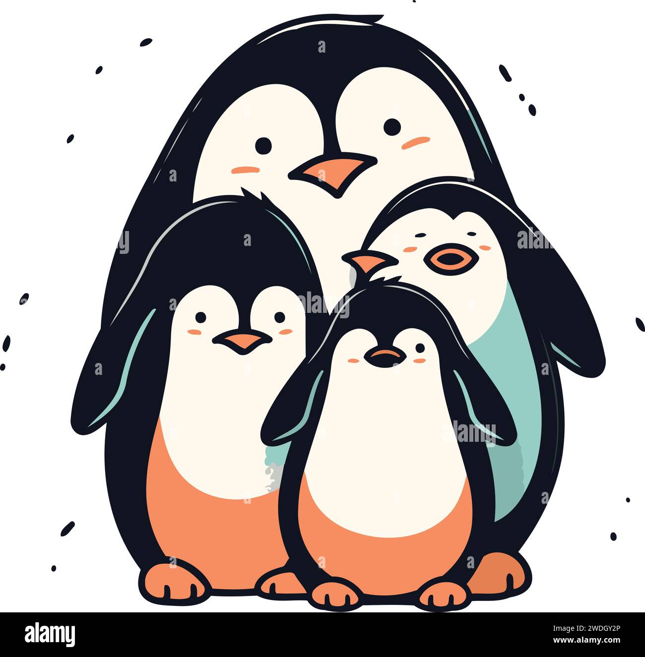 Penguin family. Cute cartoon penguin vector illustration Stock Vector