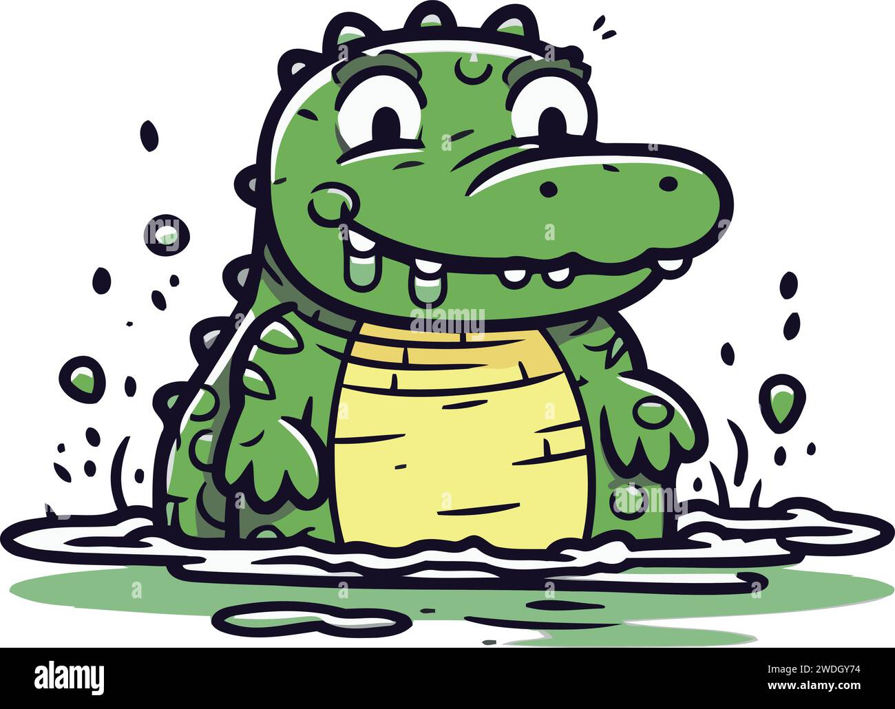 Crocodile vector illustration. Cute crocodile cartoon. Stock Vector