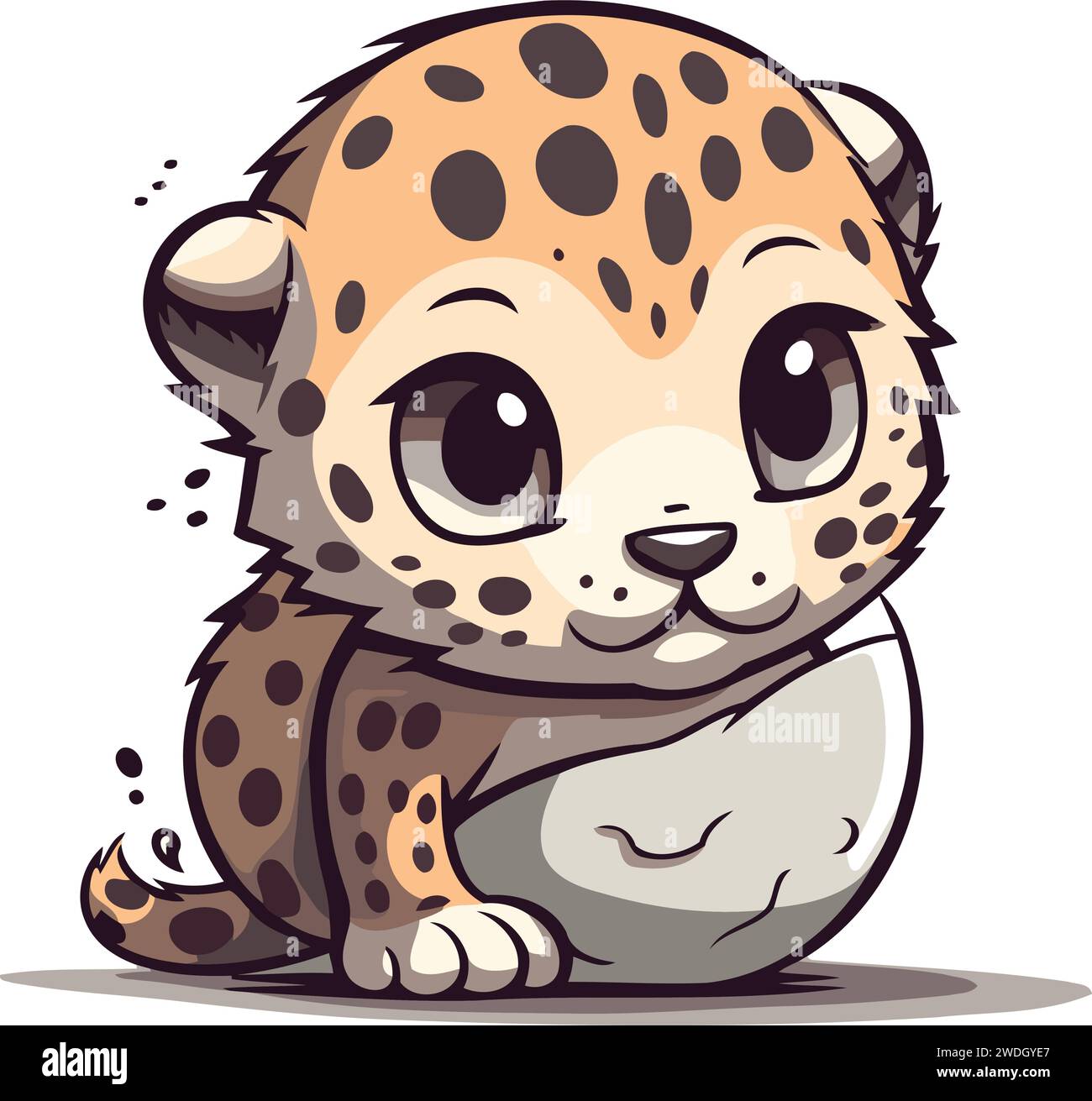 Cute baby cheetah isolated on white background. Vector illustration