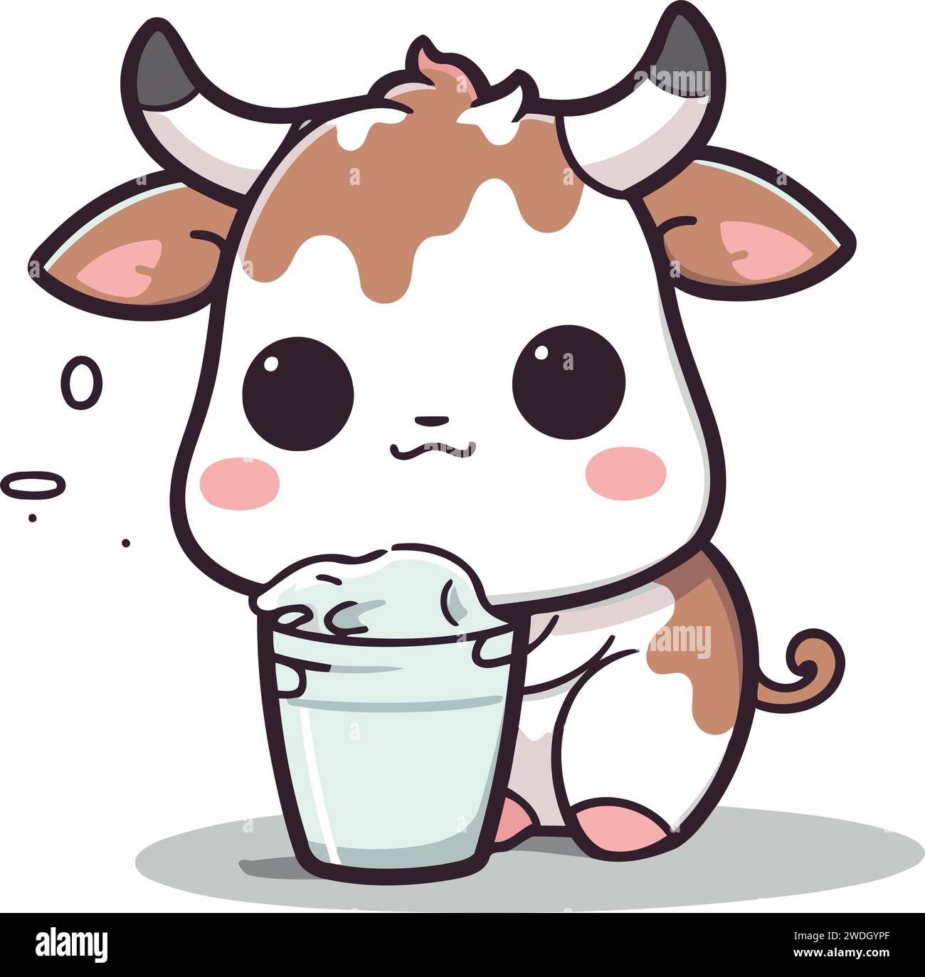 Cute cow with milk character cartoon vector illustration. Cute cow