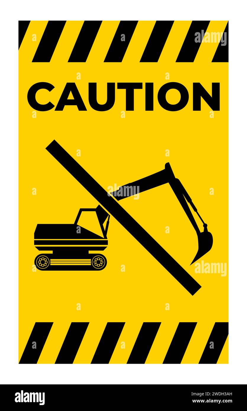 No excavator sign. Forbidden signs and symbols. Stock Vector