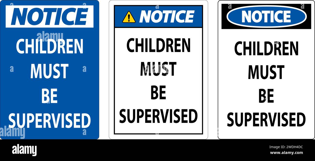 Pool Safety Sign Notice, Children Must be Supervised Stock Vector Image ...