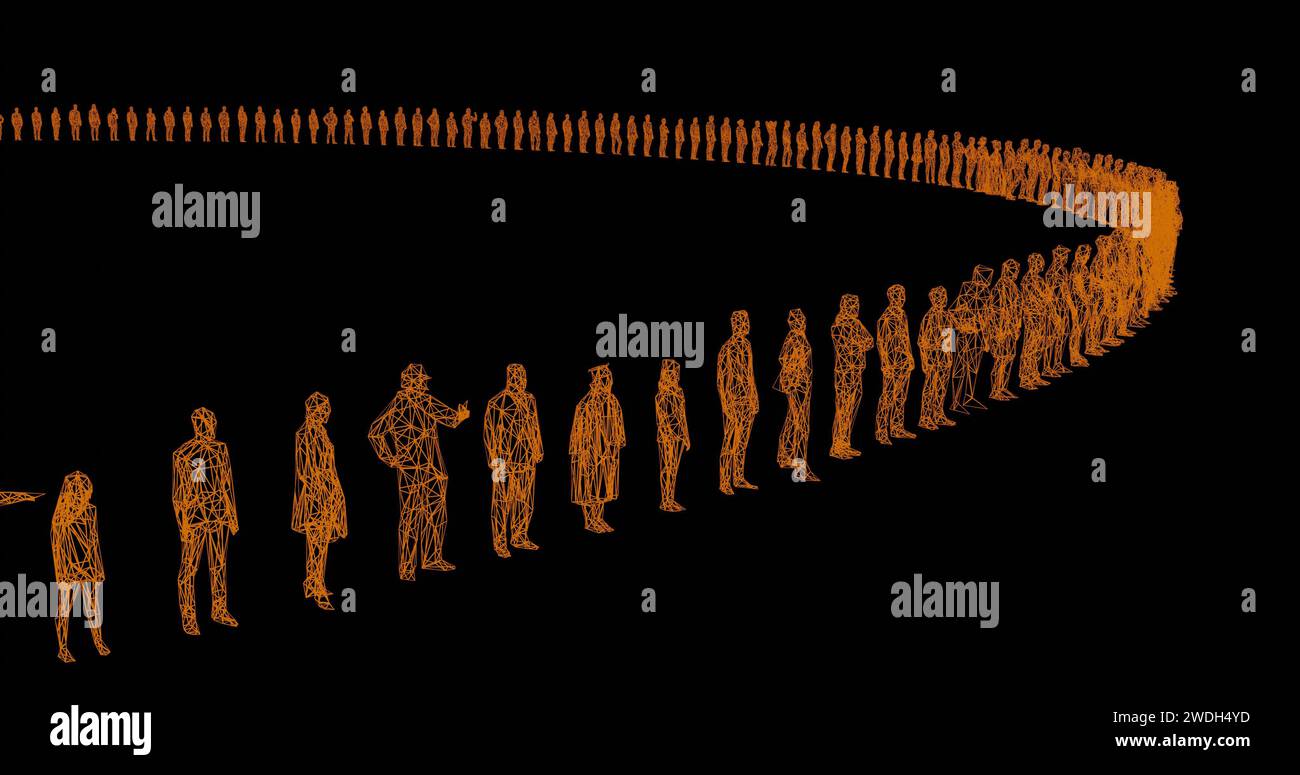 3d render of human figures as crowd for society or social issues Stock ...