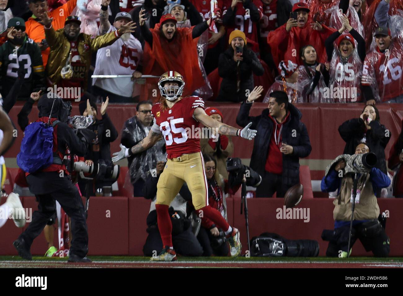 San Francisco 49ers tight end George Kittle (85) celebrates his
