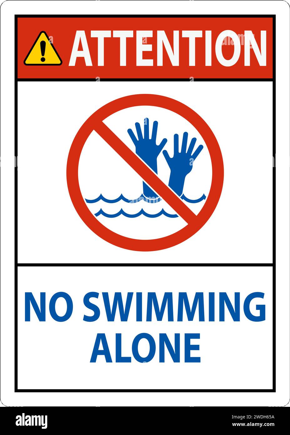 Pool Safety Sign Attention, No Swimming Alone Stock Vector Image & Art ...