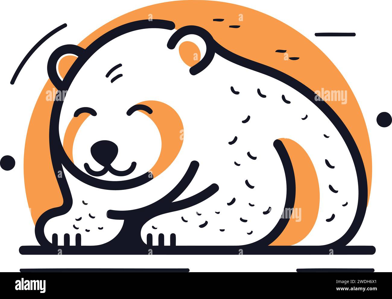 Polar bear icon. Vector illustration of a cute polar bear. Stock Vector