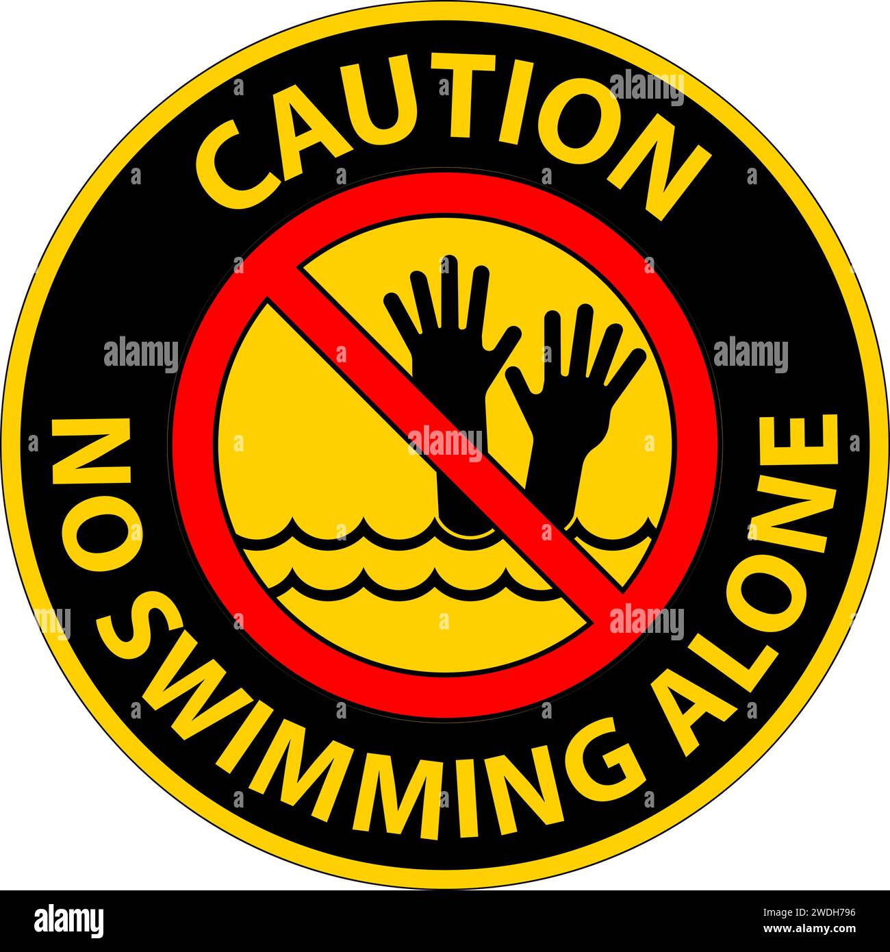 Pool Safety Sign Caution, No Swimming Alone Stock Vector Image & Art