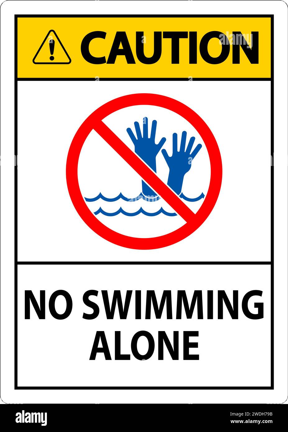 Pool Safety Sign Caution, No Swimming Alone Stock Vector Image & Art