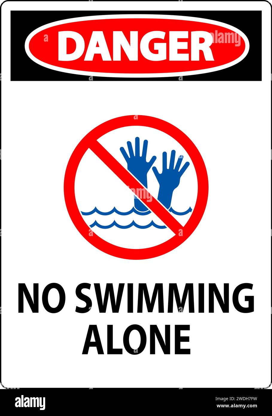 Pool Safety Sign Danger, No Swimming Alone Stock Vector Image & Art Alamy