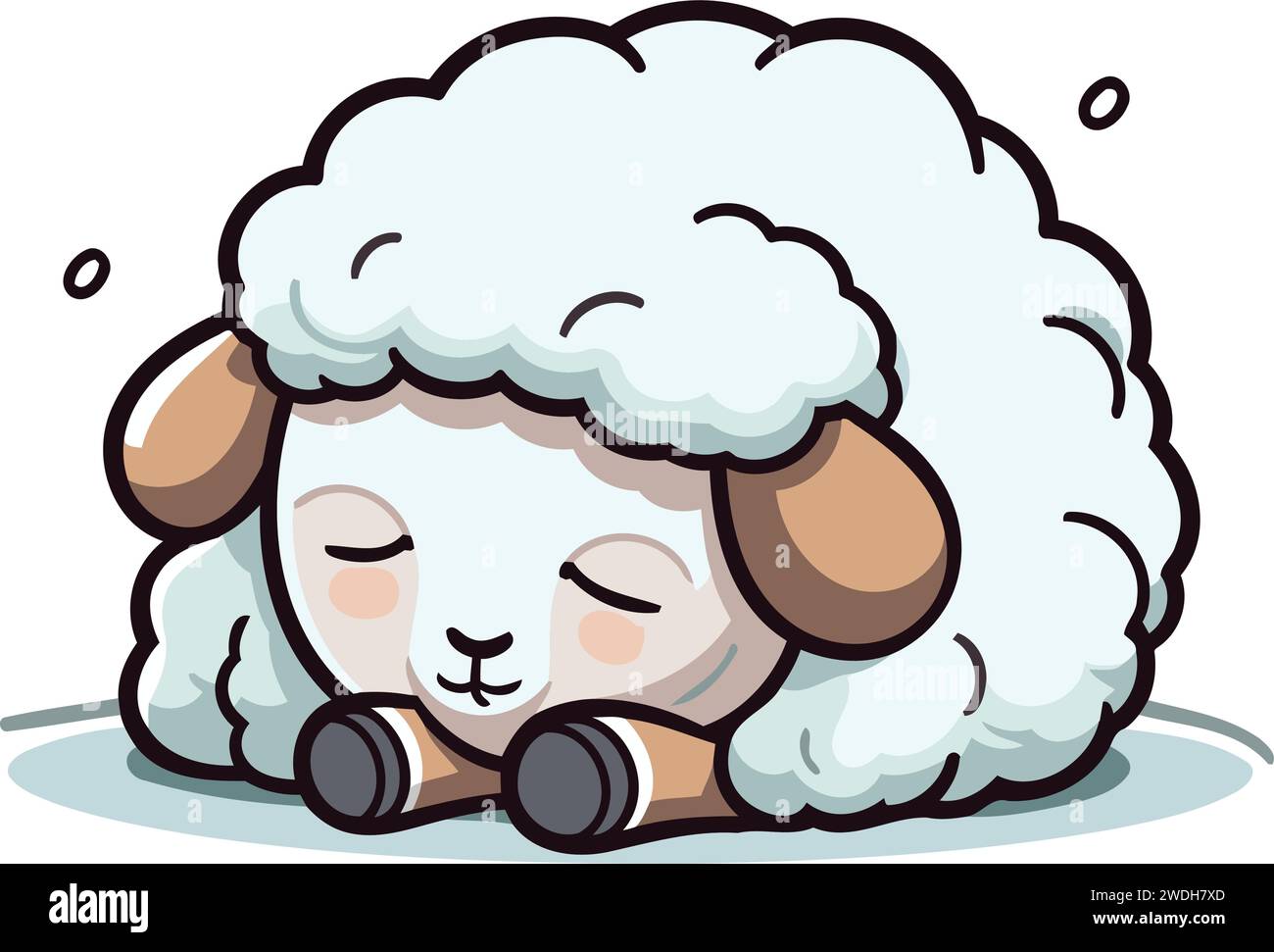 Sheep sleeping vector illustration. Cute cartoon sheep character