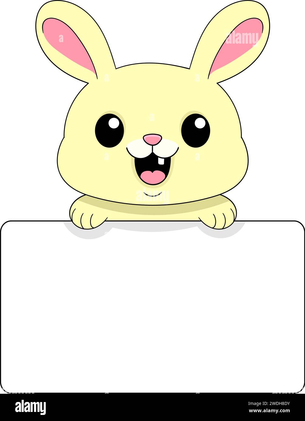 Toothless Bunny Rabbit greeting card template with yellow toothless rabbit decoration ...