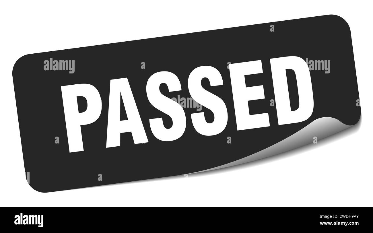 passed sticker. passed rectangular label isolated on white background ...