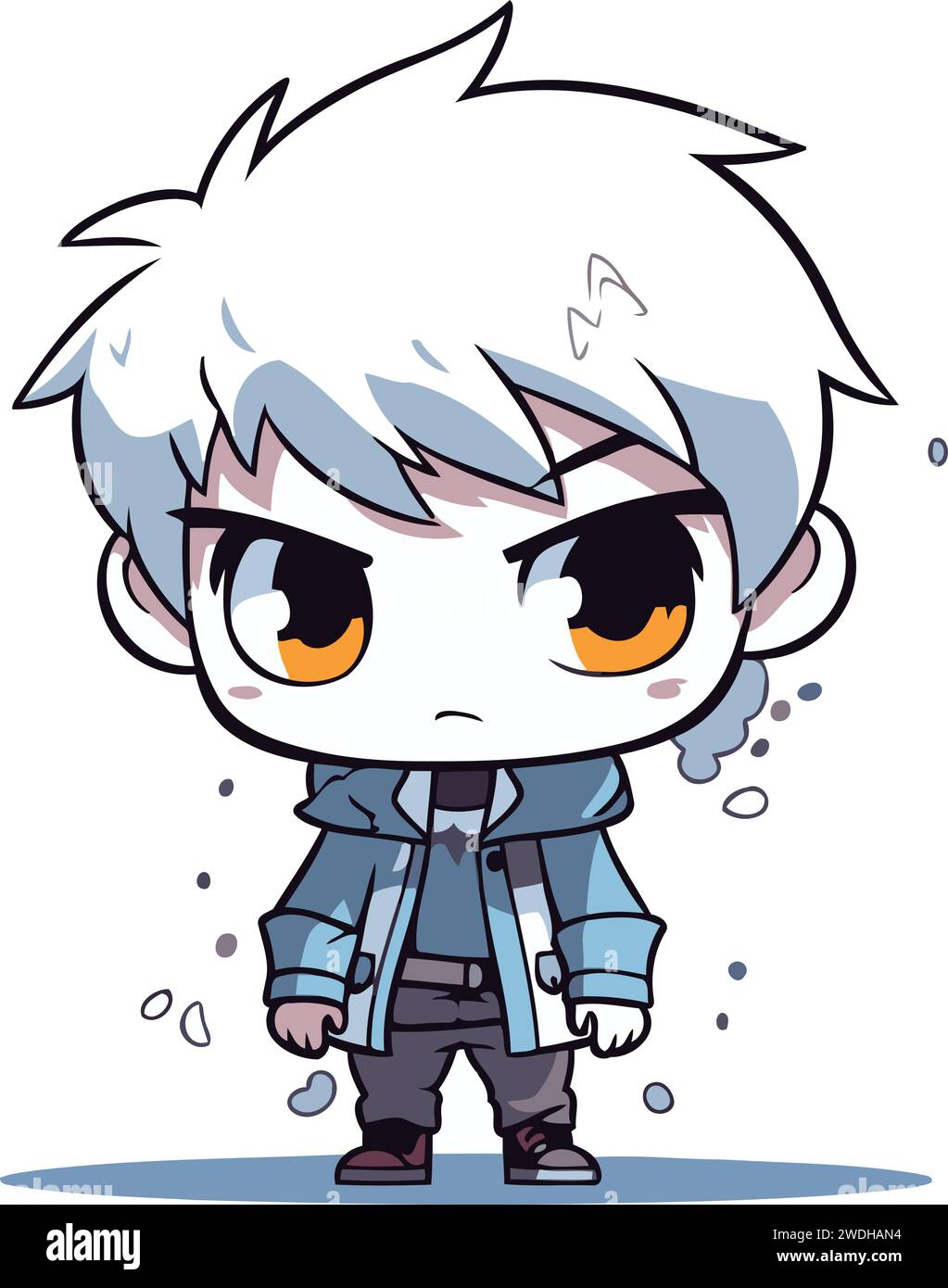 Cute anime boy cartoon vector illustration graphic design vector
