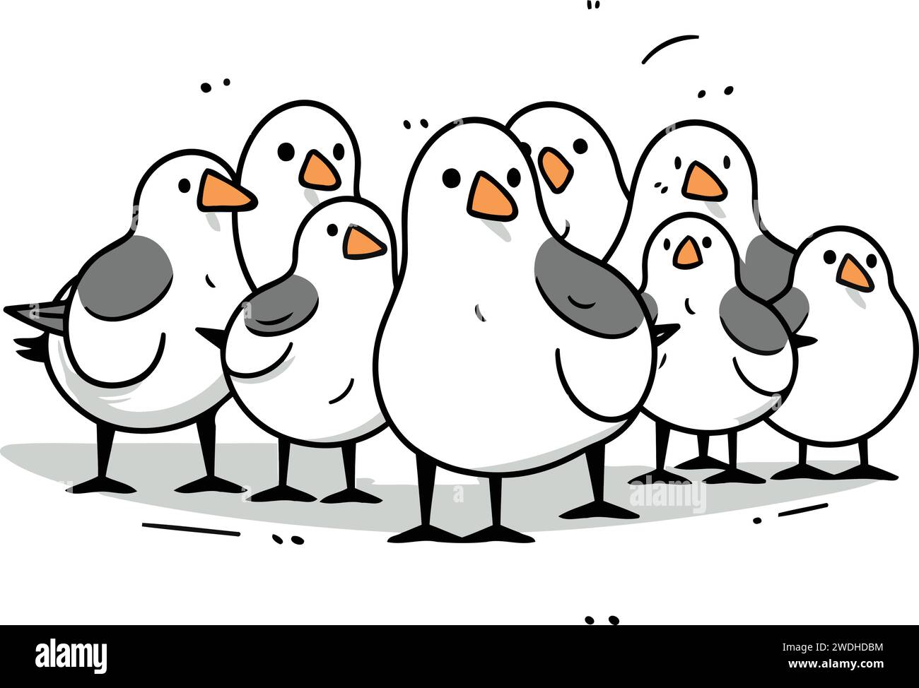 Cartoon penguins. Vector illustration of a group of penguins Stock