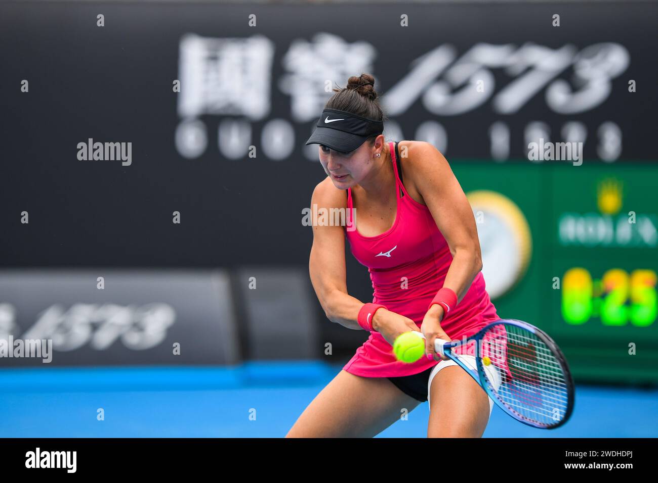 Melbourne, Australia. 20th Jan, 2024. Oceane Dodin of France plays against Clara Burel of France(not in picture) during Round 3 match of the Australian Open Tennis Tournament at Melbourne Park. Oceane Dodin wins Clara Burel in 2 sets with a score 6-2, 6-4. Credit: SOPA Images Limited/Alamy Live News Stock Photo