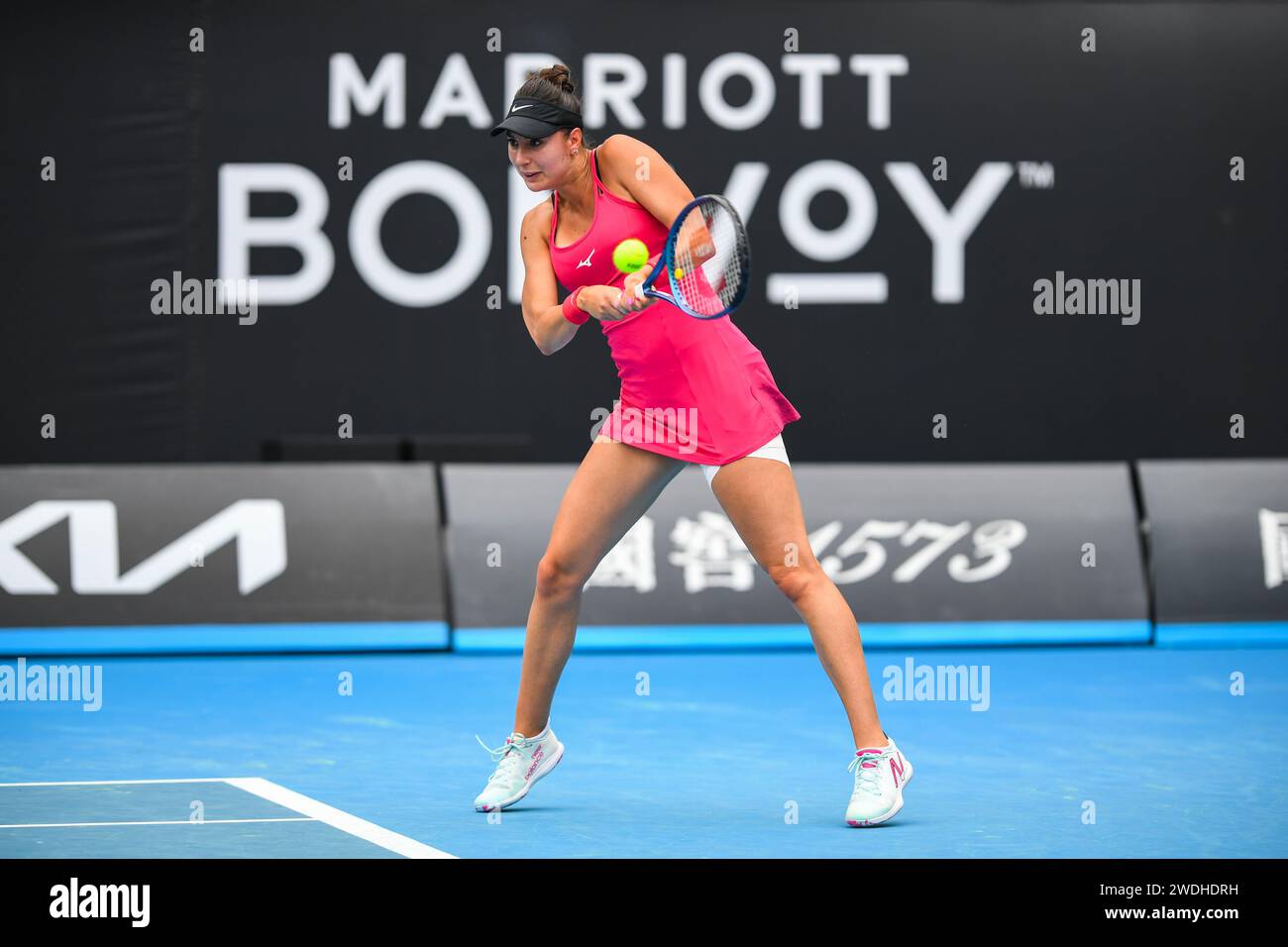 Melbourne, Australia. 20th Jan, 2024. Oceane Dodin of France plays against Clara Burel of France(not in picture) during Round 3 match of the Australian Open Tennis Tournament at Melbourne Park. Oceane Dodin wins Clara Burel in 2 sets with a score 6-2, 6-4. Credit: SOPA Images Limited/Alamy Live News Stock Photo