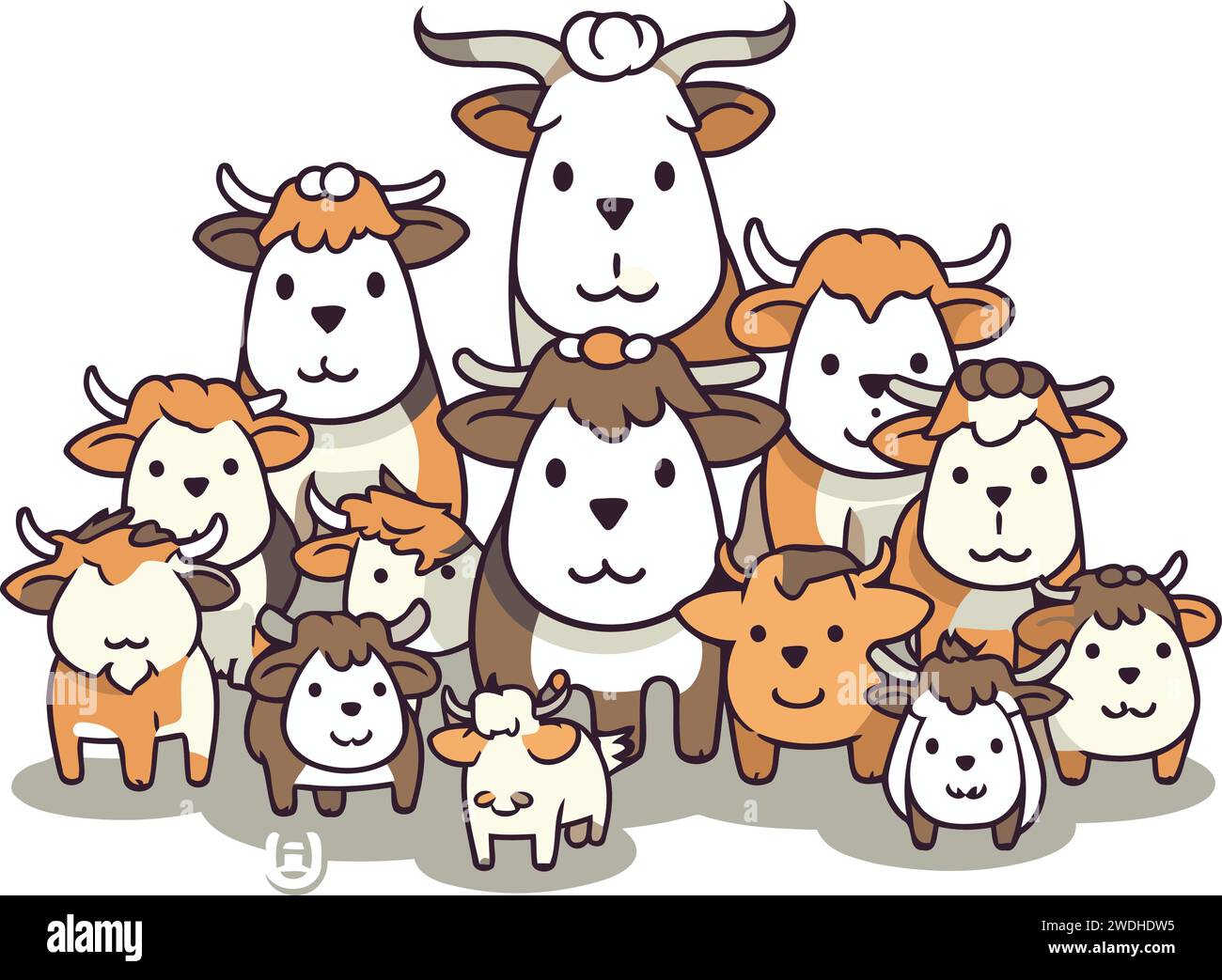 Cartoon cow family. Cute cartoon farm animals. Vector illustration Stock Vector