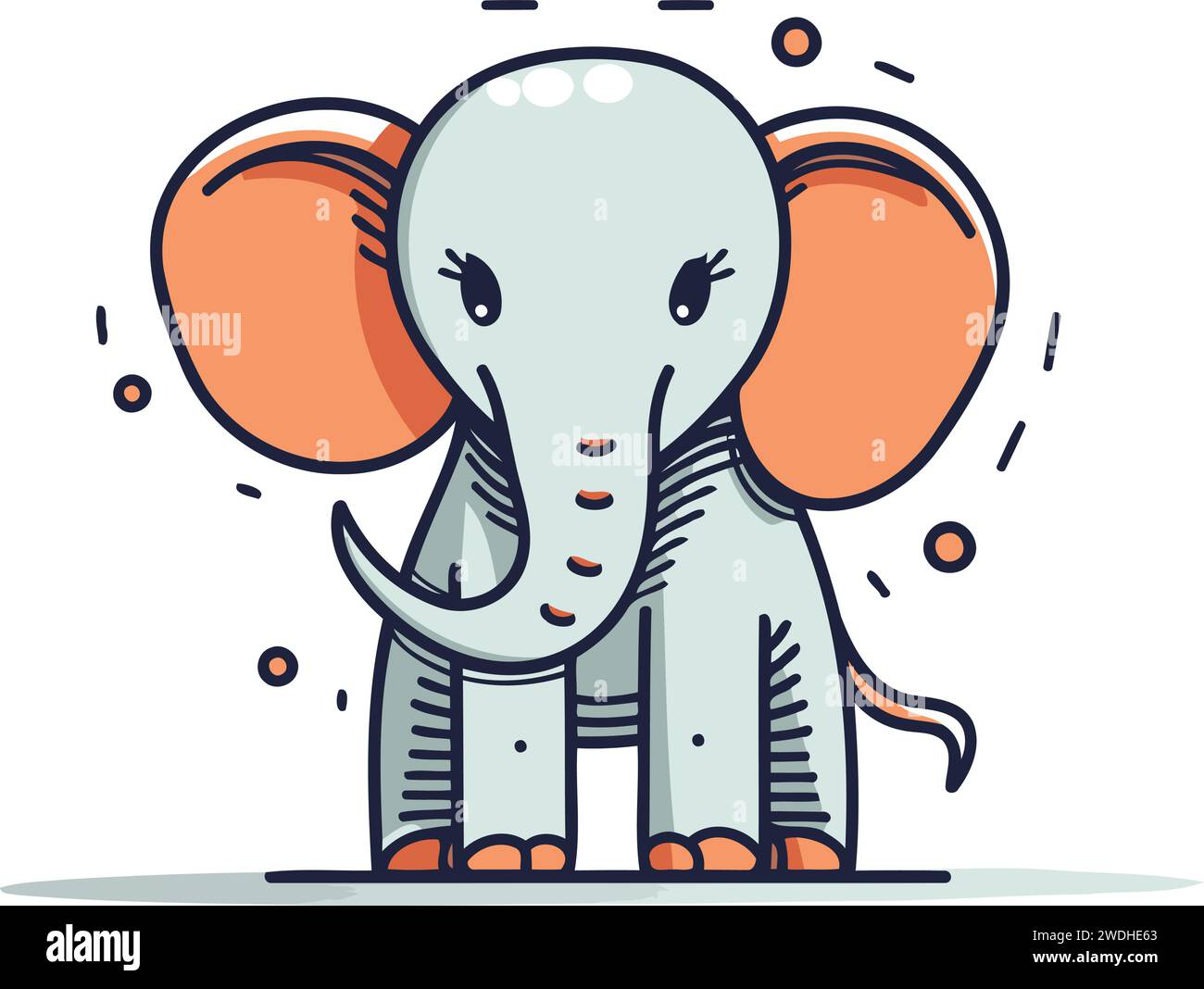 Cute cartoon elephant. Vector illustration. Colorful flat style. Stock Vector