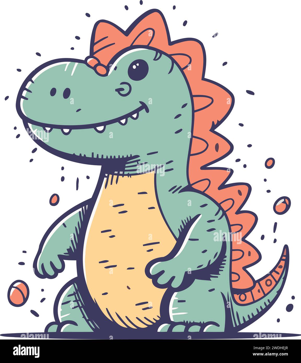 Cute dinosaur. Hand drawn vector illustration in cartoon comic style ...