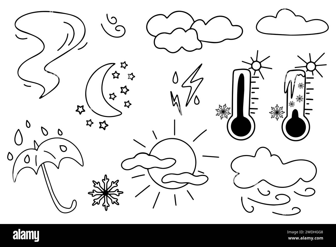 Set of doodle-style weather icons Stock Vector Image & Art - Alamy