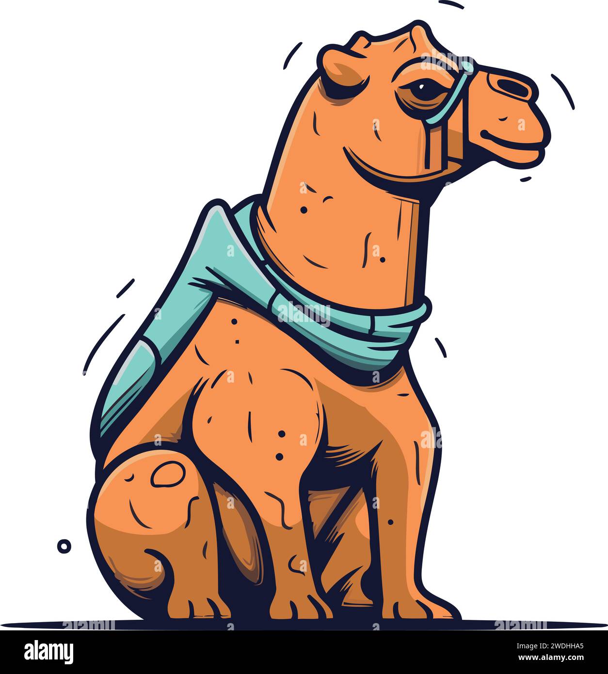 Camel with glasses and scarf. Vector illustration of a camel Stock