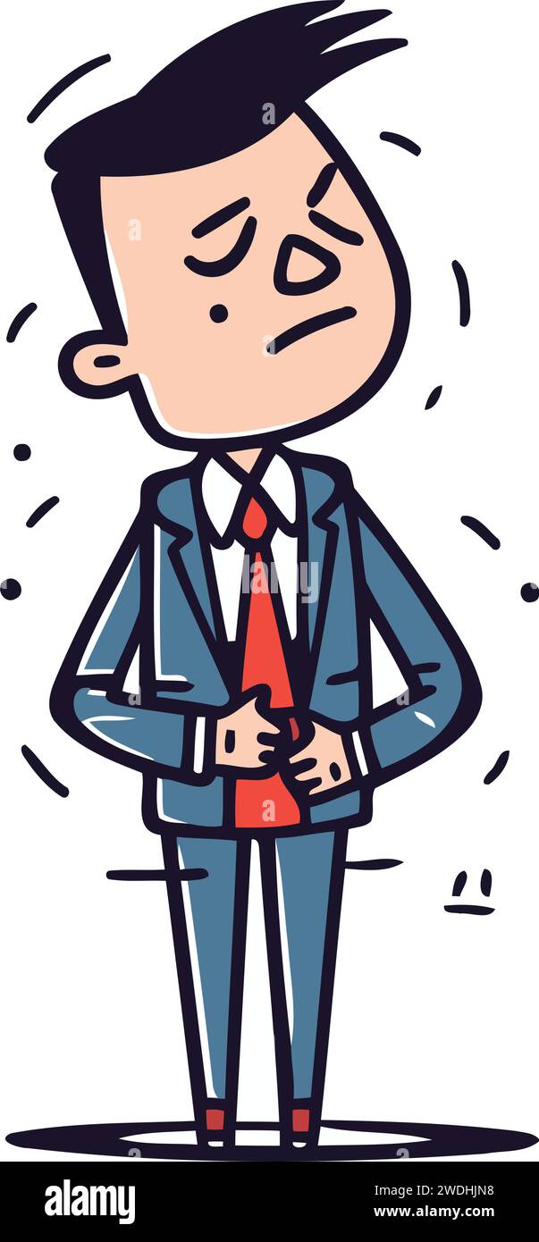 Businessman suffering from stomach ache. vector cartoon character ...
