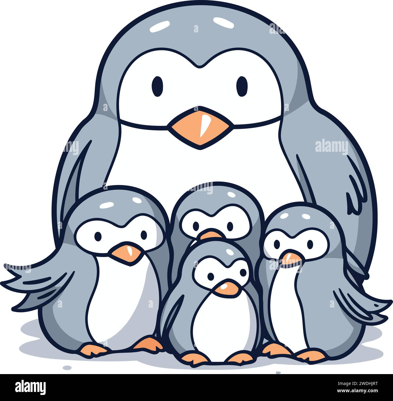 Penguin family. Cute cartoon penguin vector illustration Stock Vector