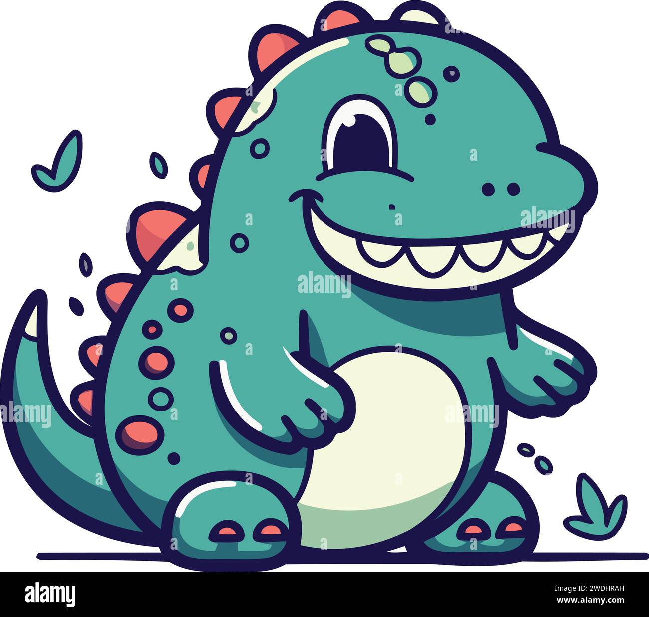 Cute cartoon dinosaur. Vector illustration isolated on a white ...