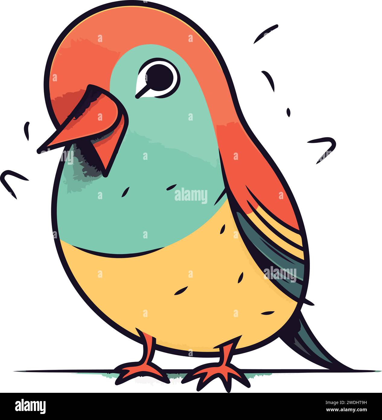 Vector illustration of a cute cartoon red crowned cardinal Stock Vector