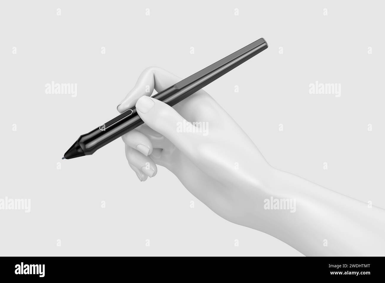 Digital Graphics Drawing Tablet Monitor Pen in Abstract White Hand on a white background. 3d Rendering Stock Photo