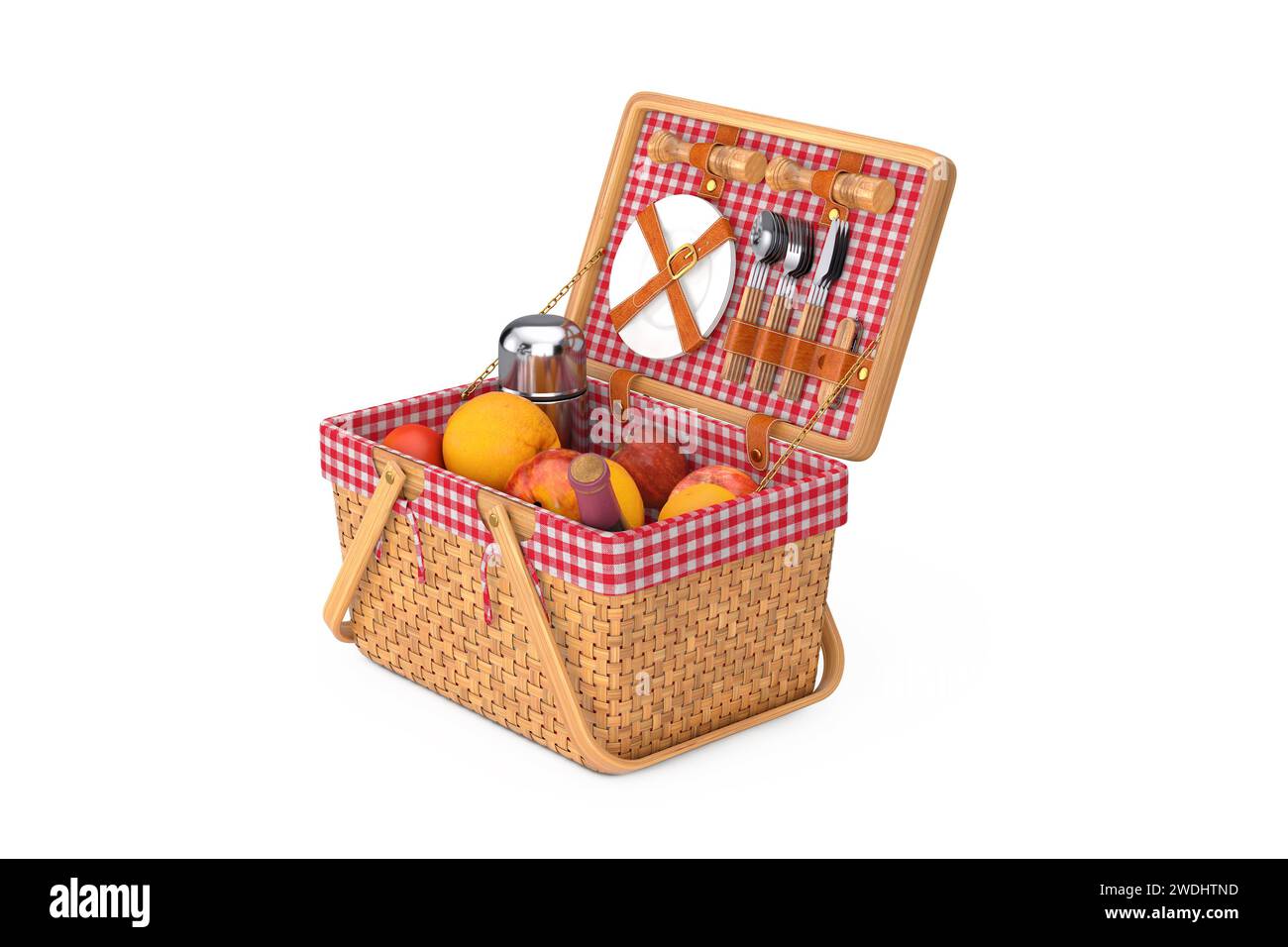 Wicker Picnic Wooden Basket with Tableware, Food and Drink Picnic Set