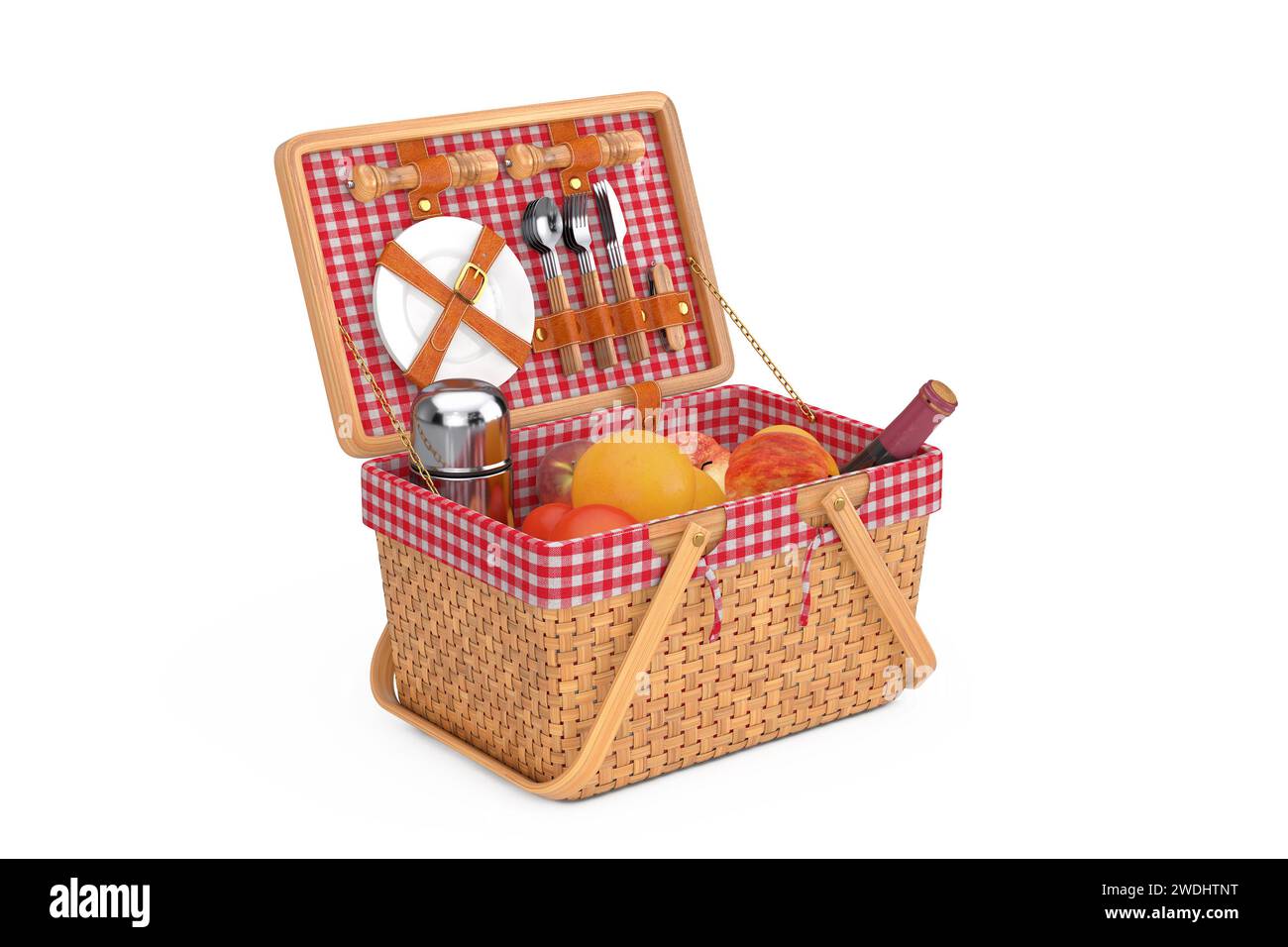 Wicker Picnic Wooden Basket with Tableware, Food and Drink Picnic Set