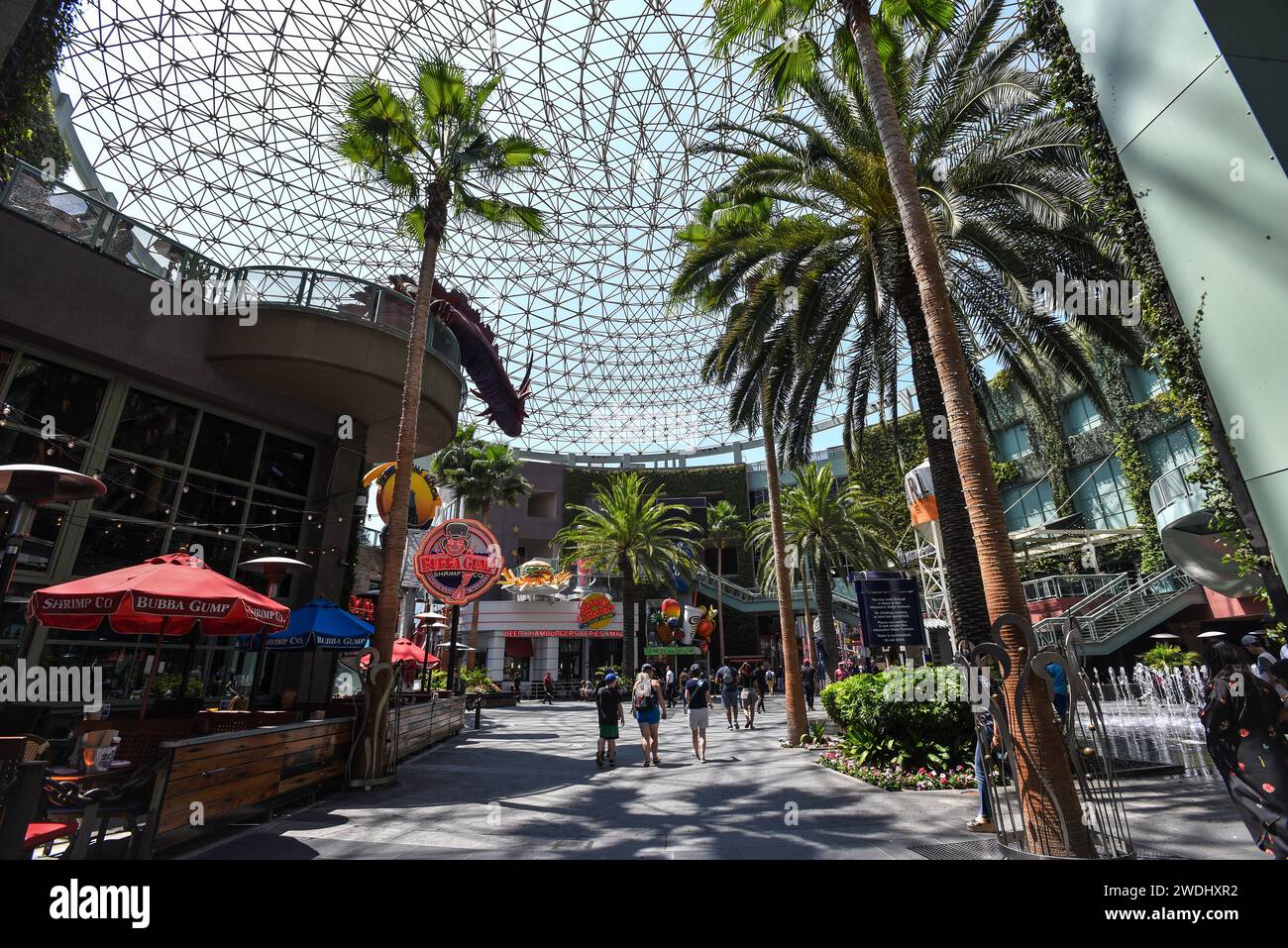 The Universal CityWalk Hollywood Central Plaza on a Summer Day - Los Angeles, California Stock Photo