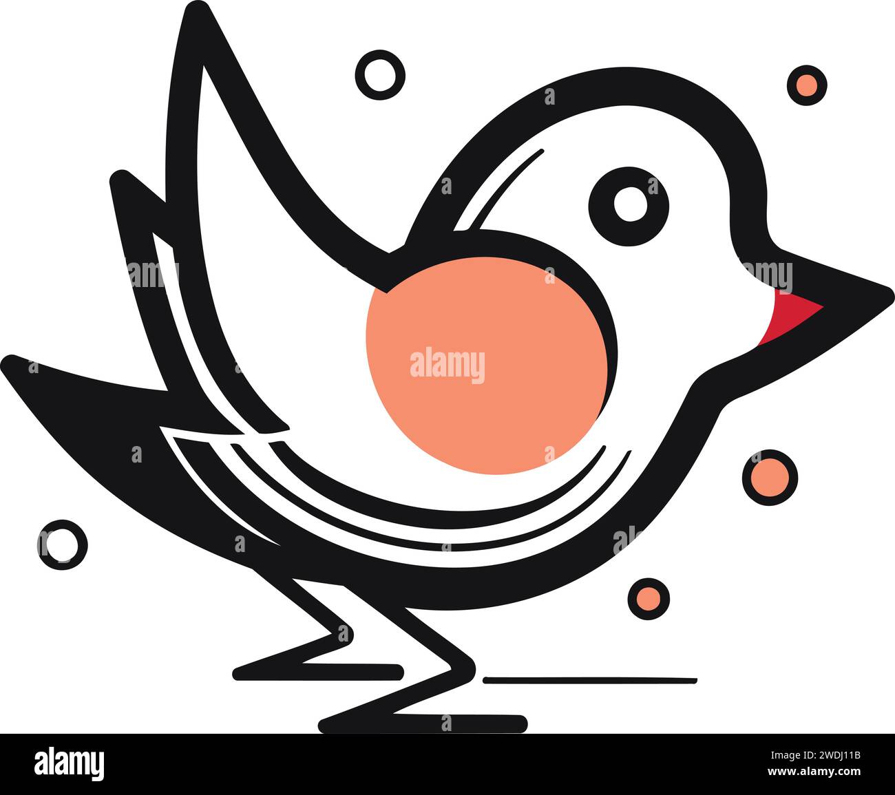 Vector illustration of a cute little bird isolated on a white ...