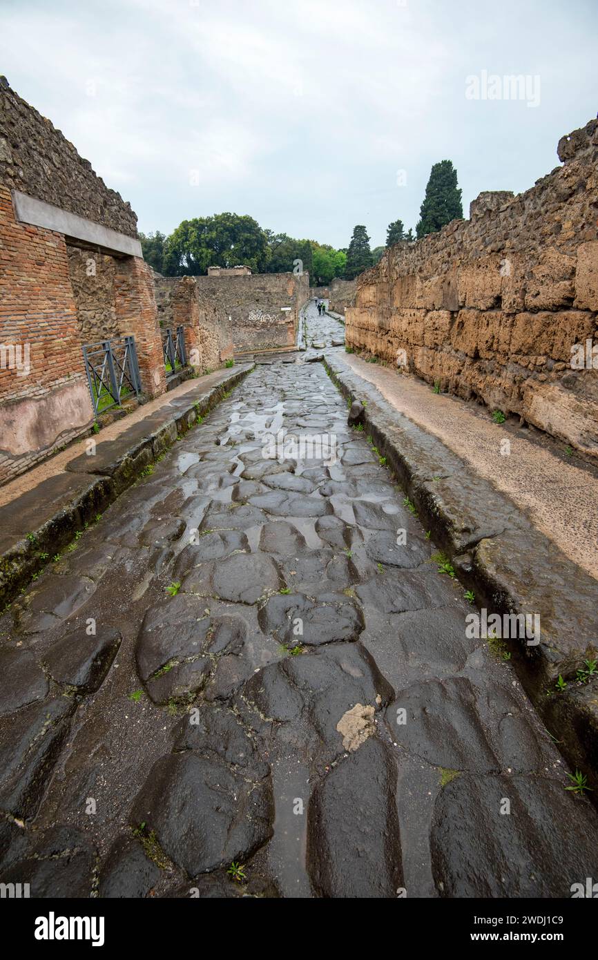 Ancient Street with Ruts - Pompeii - Italy Stock Photo