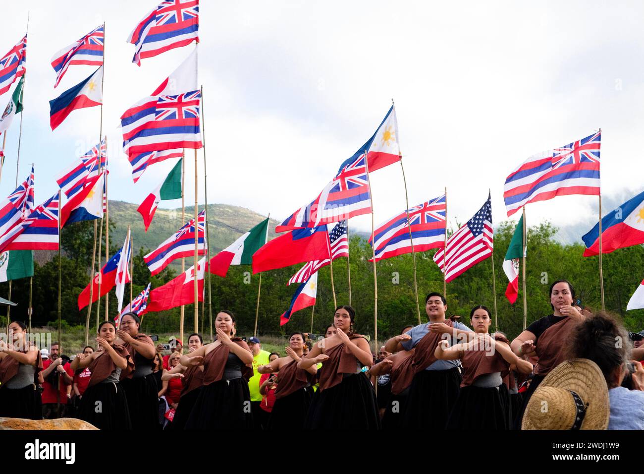 Lahiana, Hawaii, USA. 20th Jan, 2024. Dancers from the Halau