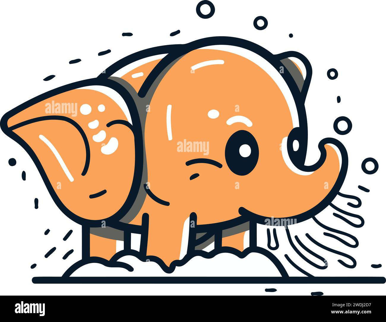 Cute cartoon elephant. Vector illustration in doodle style. Stock Vector