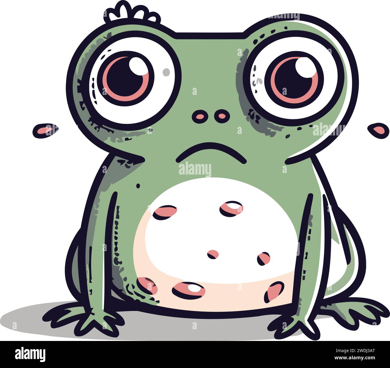 Frog with sad face. Vector illustration of a cartoon frog Stock Vector