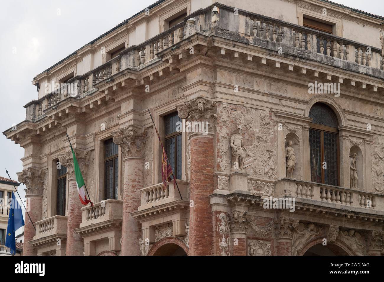 Renaissance Palladian Loggia del Capitaniato built in XVI century by Andrea Palladio on Piazza dei Signori in historic centre of Vicenza, Province of Stock Photo