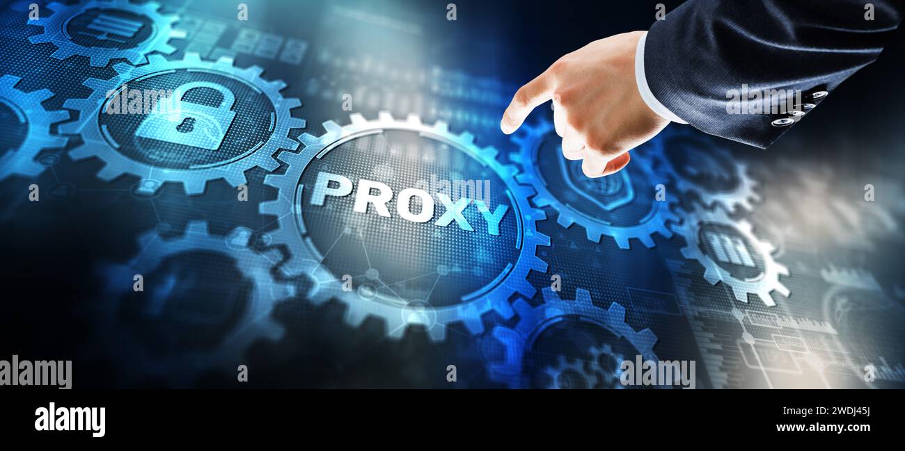 Proxy server. Internet Cyber security network concept on virtual screen ...