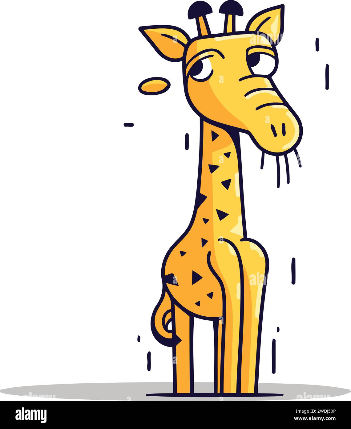 Cartoon giraffe with rain drops. Vector illustration in flat style Stock Vector