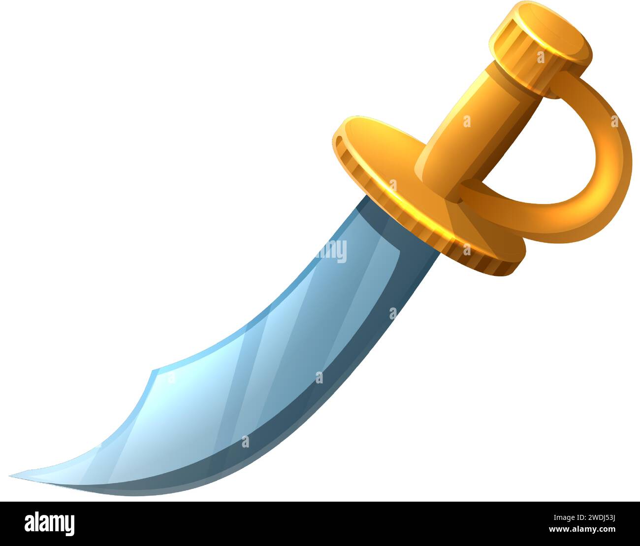 cartoon style icon illustration. Pirate sword with golden handle. Stock Vector