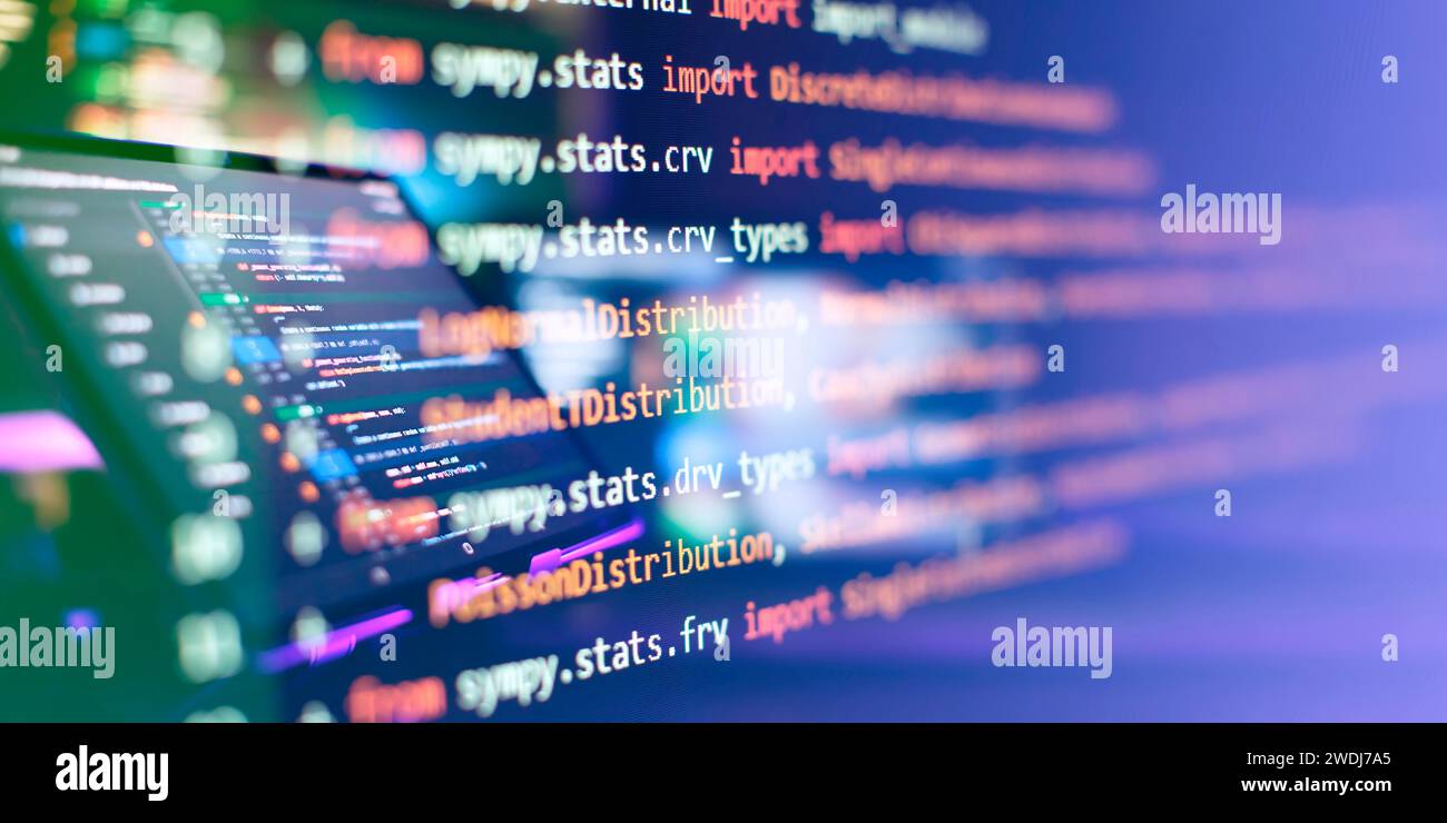 Server logs analysis. Closeup developing programming and coding technologies. Stock Photo