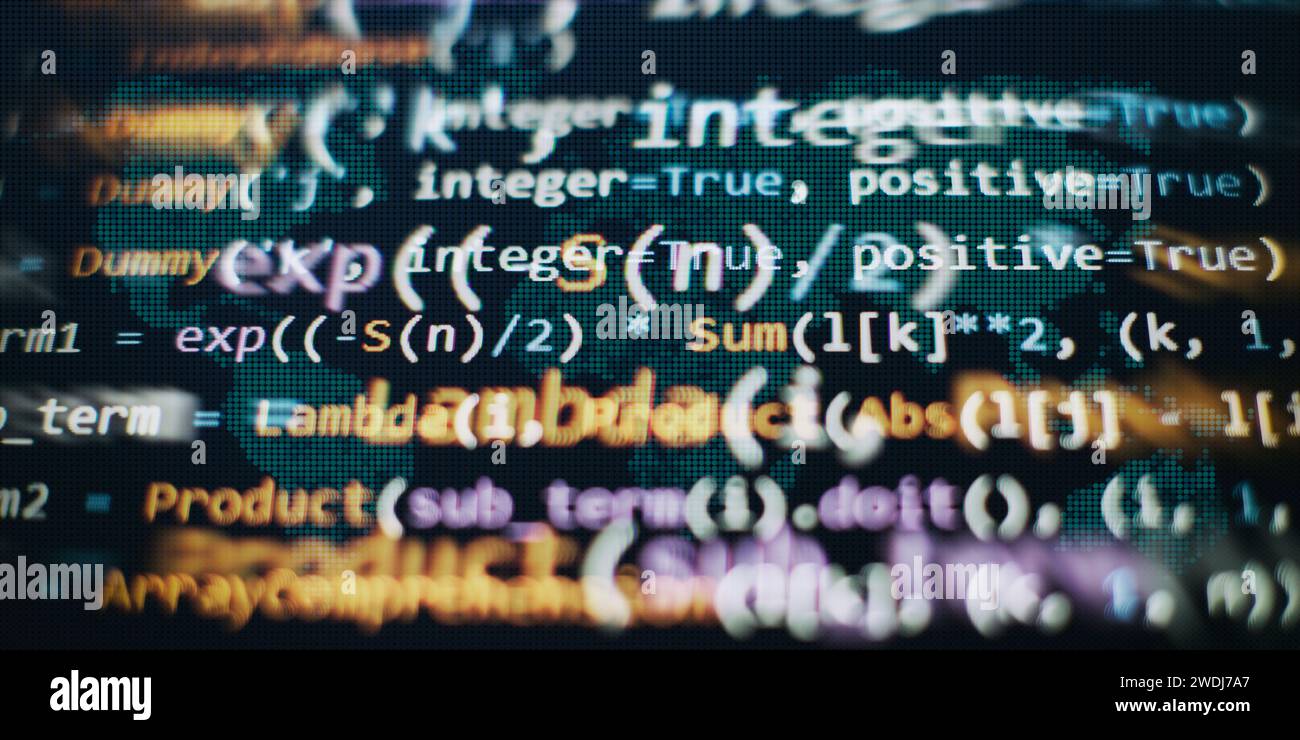 SEO optimization. Modern tech. PHP syntax highlighted. Writing programming functions on laptop. Big data and Internet of things trend. Stock Photo
