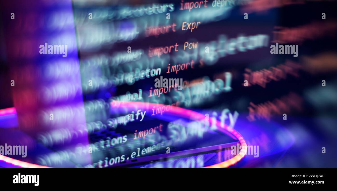 Server logs analysis. Closeup developing programming and coding technologies. Stock Photo