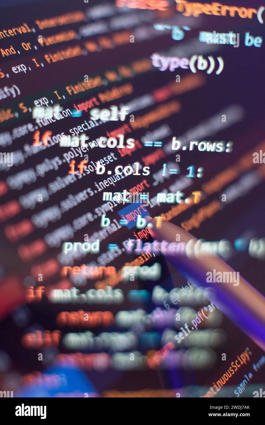 Running Computer data programming. Coding script text on screen ...